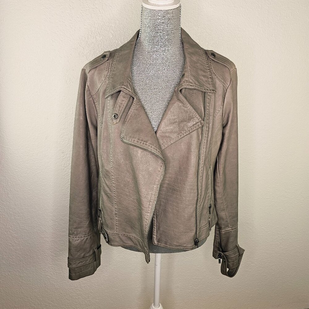 Blanc Noir Faux Leather Moto Jacket Size XL